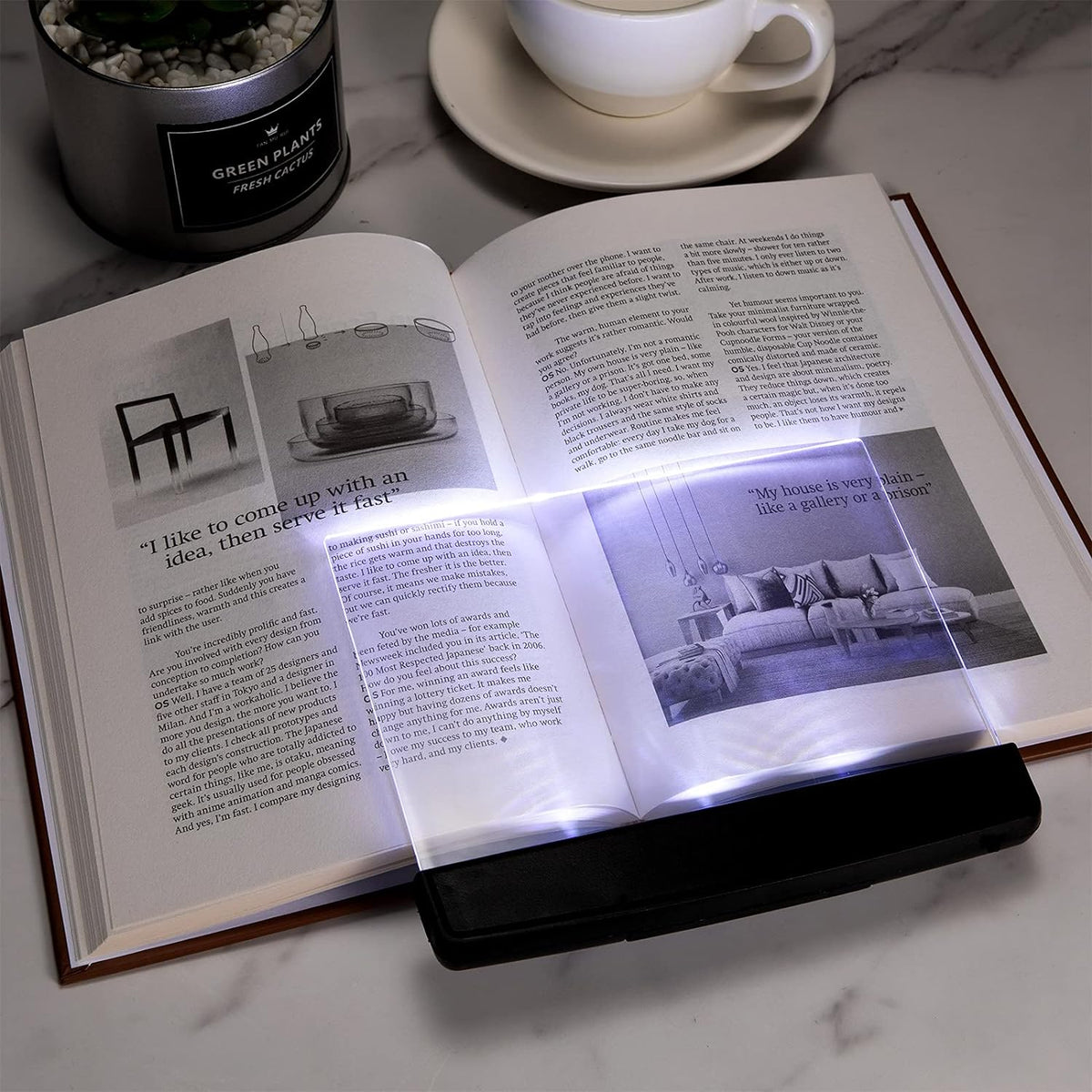 Draagbare platte bladwijzer LED-leeslamp, glas, oogzorgleeslamp