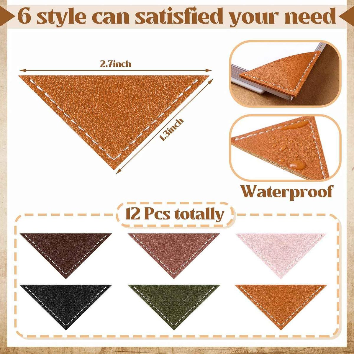 12Pcs Leather Corner Bookmarks for Women Book Lovers Gift Bible