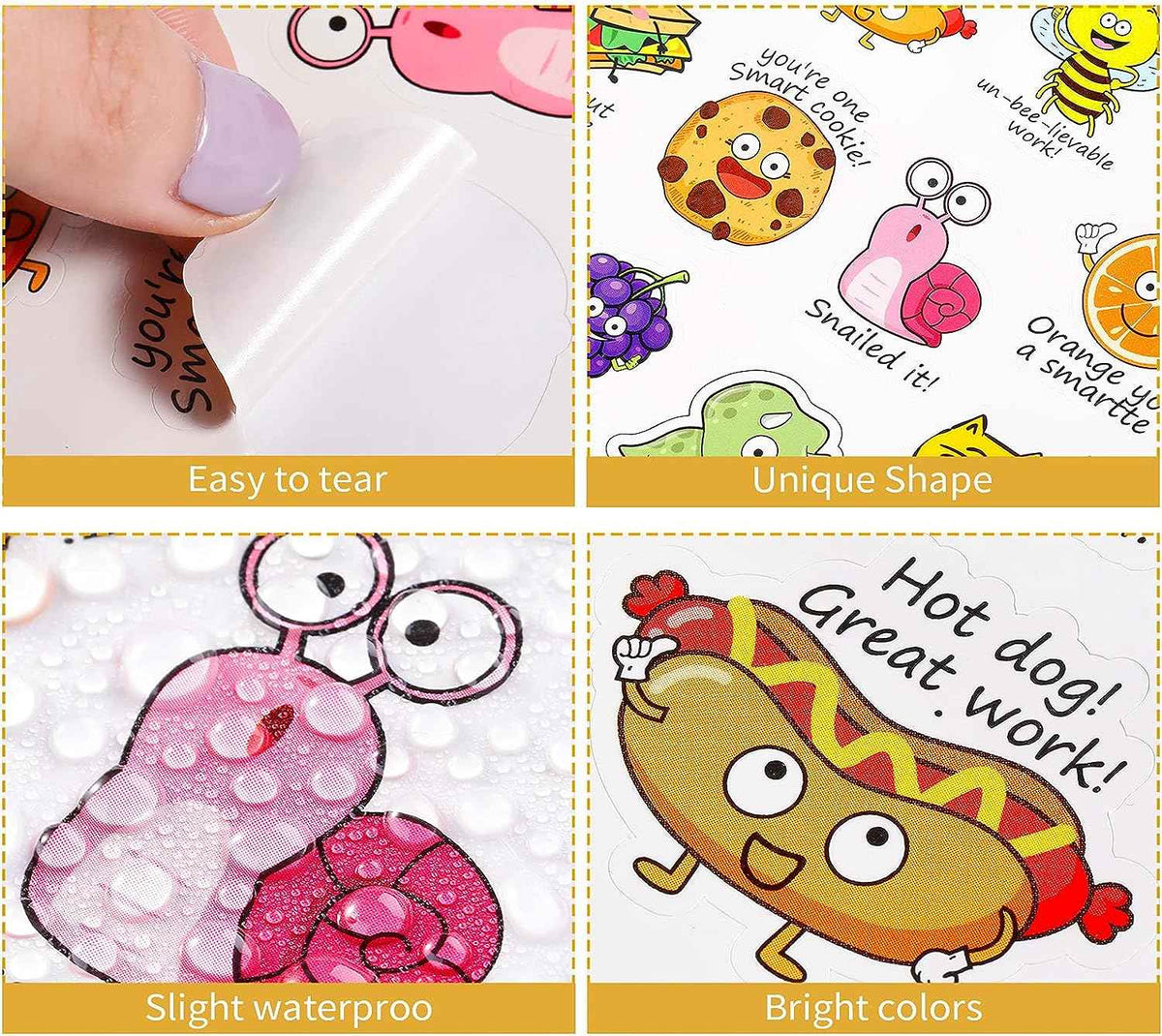 400 pièces autocollants de récompenses Punny pour enfants, enseignants, salle de classe