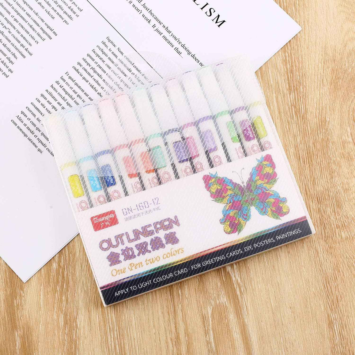 Guangna Outline Drawing Pens,12 Colors Metallic Markers Pens