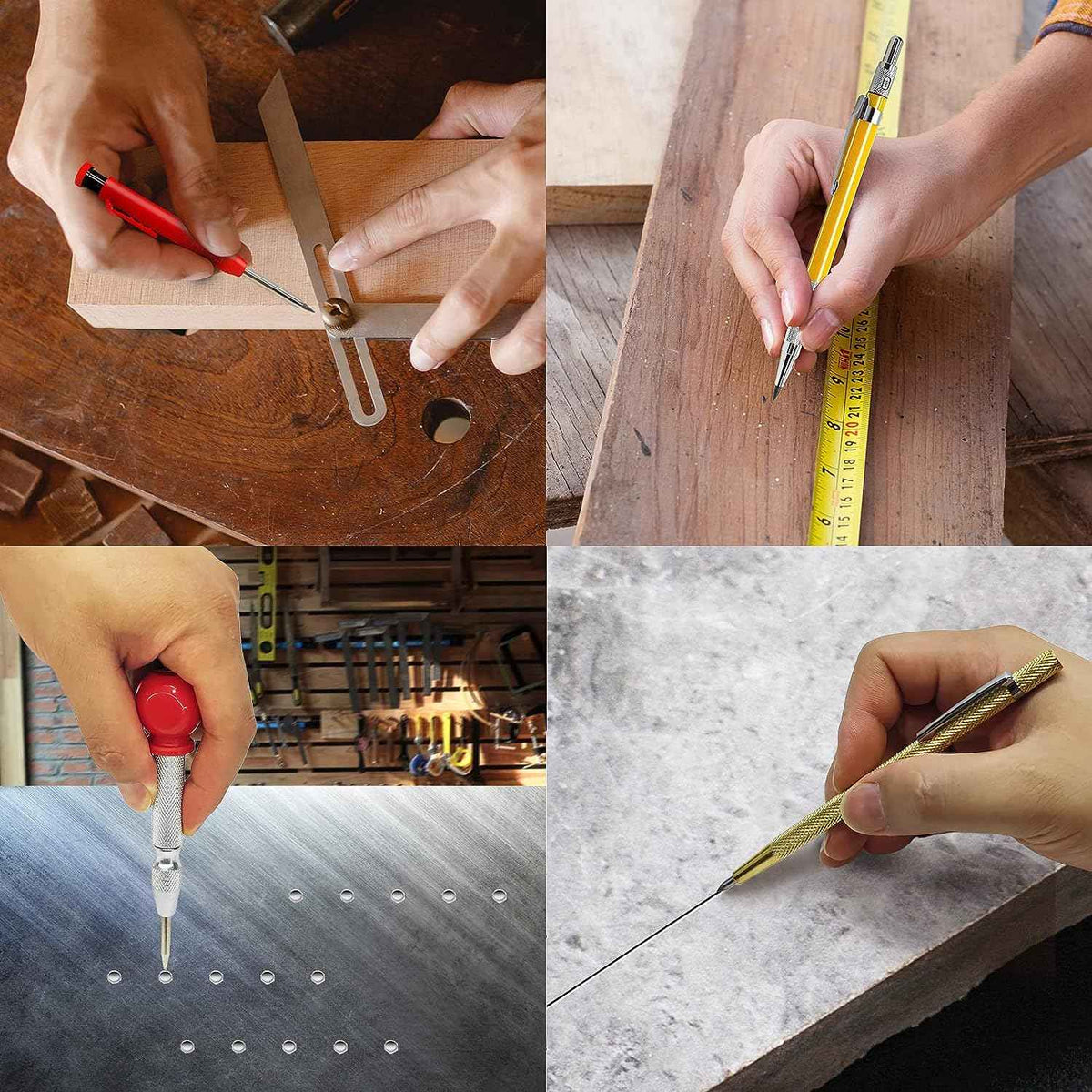 Juego de lápices de carpintero mecánicos con 30 recambios de marcadores para construcción de arquitectos