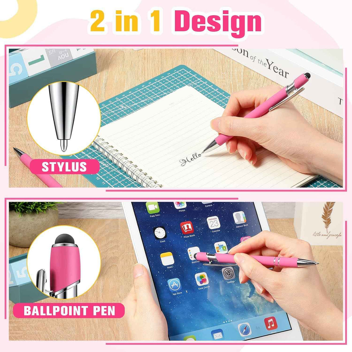 38Pcs Rubberized Ballpoint Pen with Stylus Tip for Touch Screen Devices