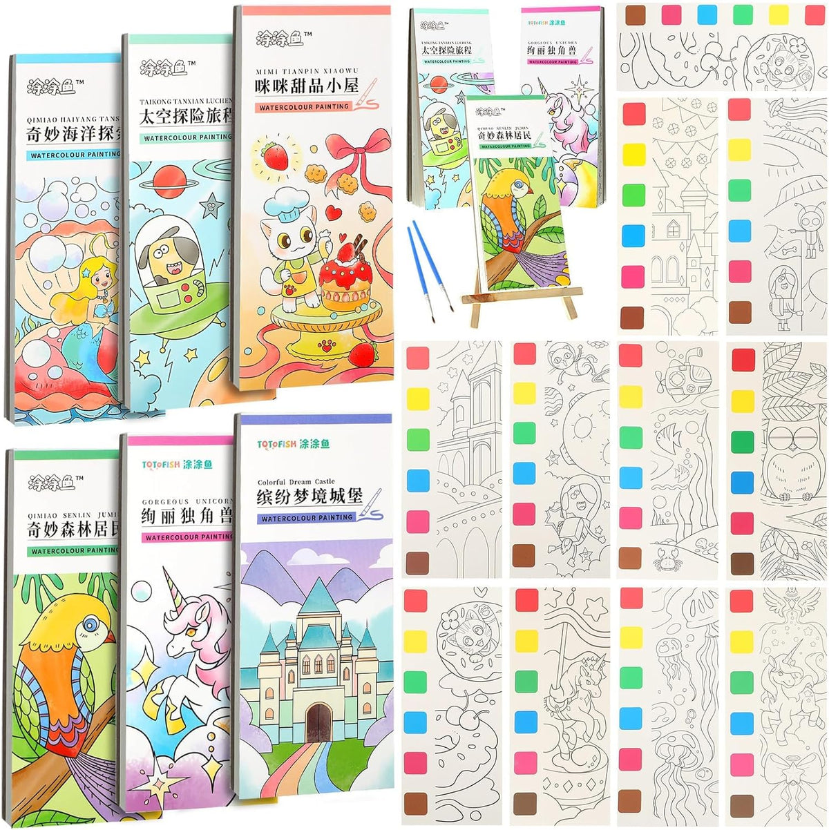 6-delig zakaquarelboek voor kinderen
