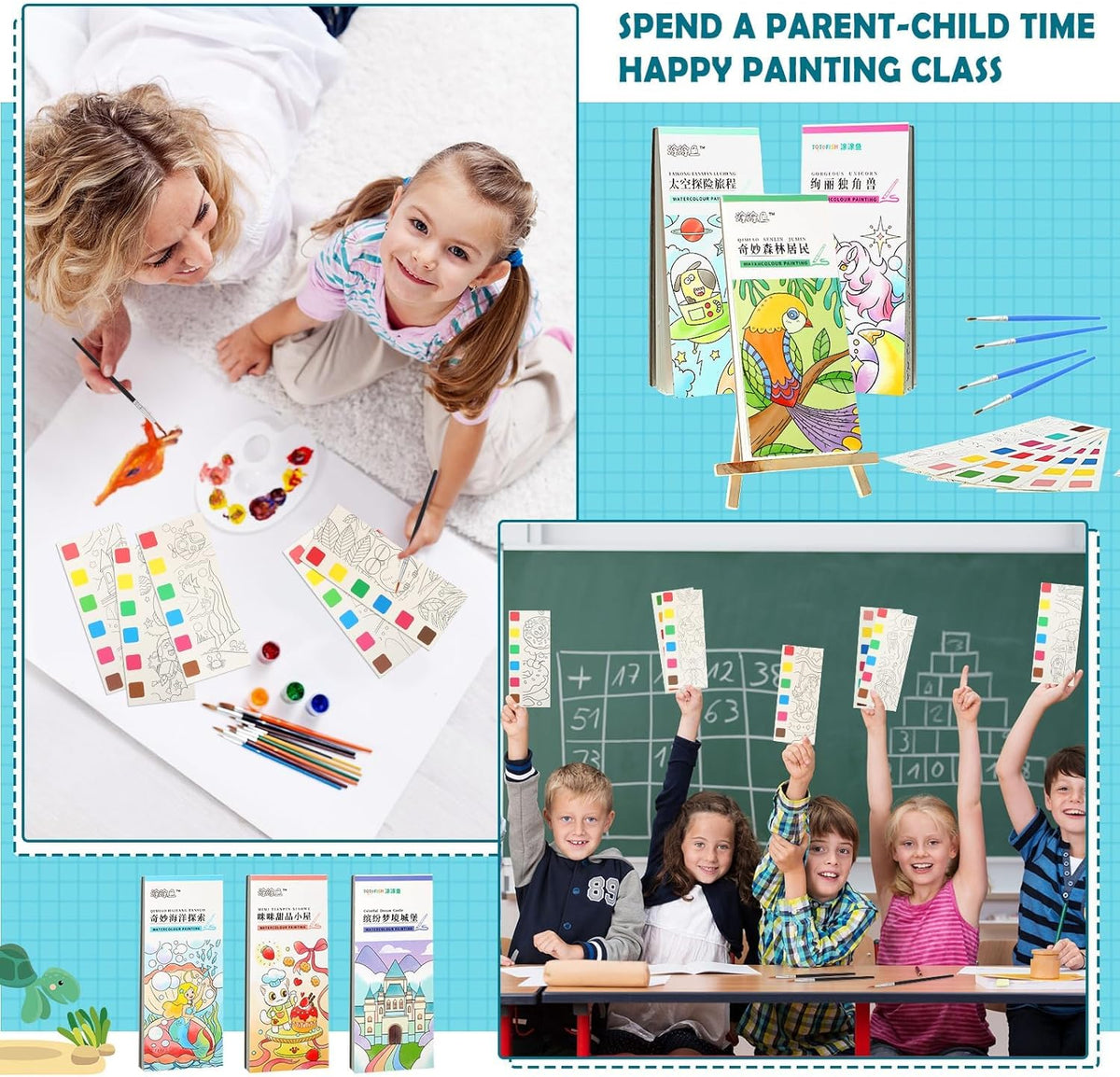6-delig zakaquarelboek voor kinderen