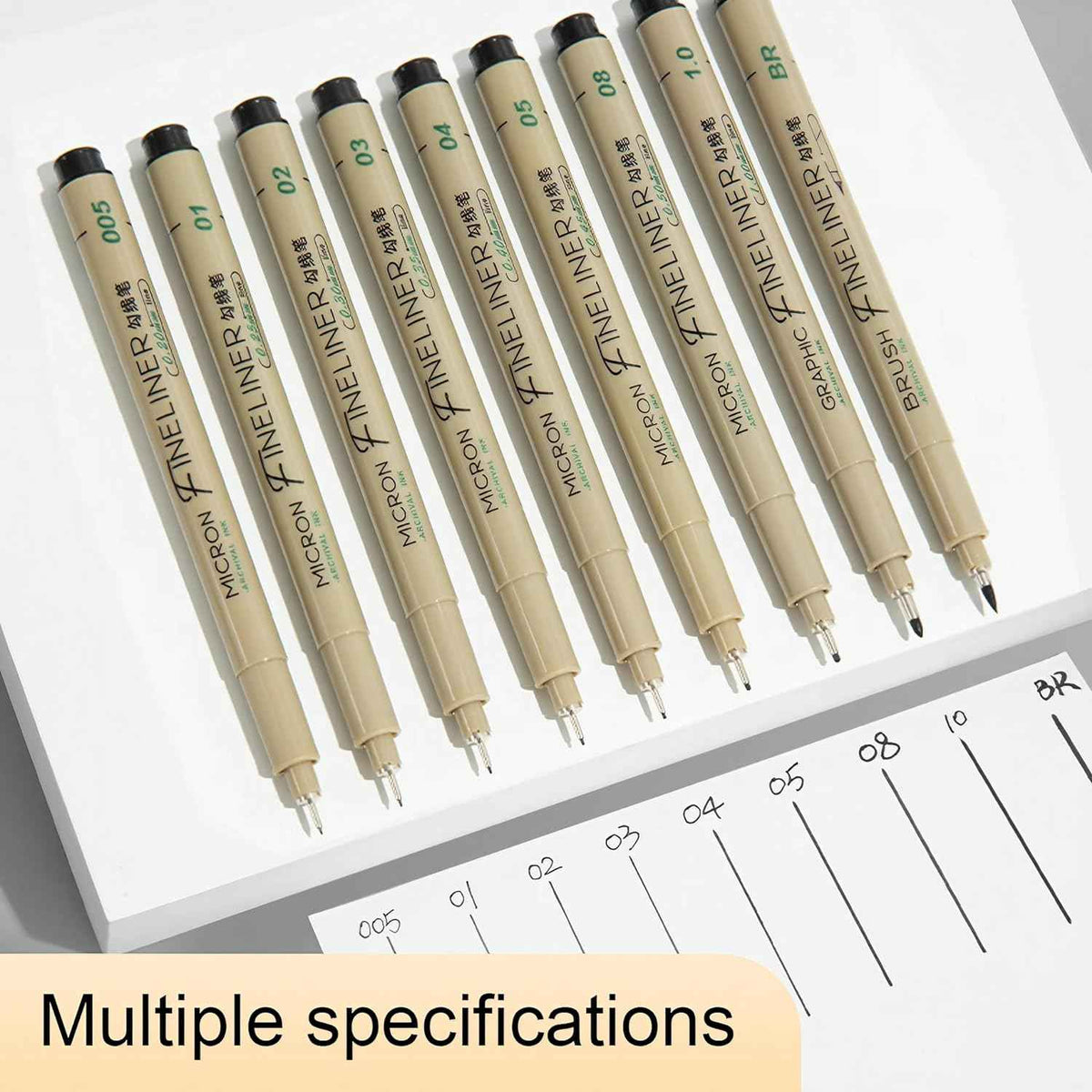 M&G 9-delige micron fineliner-pennen naaldpuntmarkeringen zwarte inkt